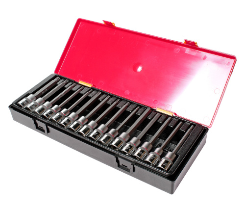 Изображение товара Набор головок и бит-головок 1/2" TORX,HEX,SPLINE 15 предметов в кейсе JTC в интернет-магазине 3Стойки