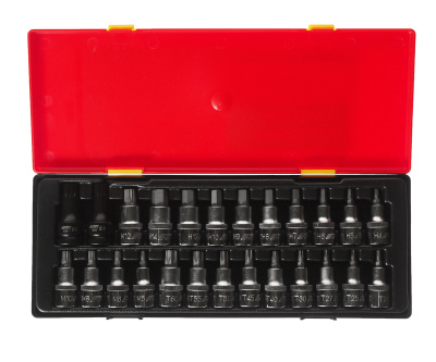 Изображение товара Набор бит-головок 1/2" HEX H4-H14, TORX T20-T60,SPLINE M5-M12 25 предметов JTC в интернет-магазине 3Стойки