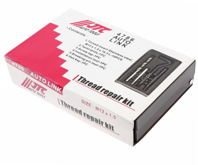 Изображение товара Набор инструментов для восстановления резьбы (вставки М12х1.5, L=16.3мм, 10шт.) 14 предметов JTC в интернет-магазине 3Стойки