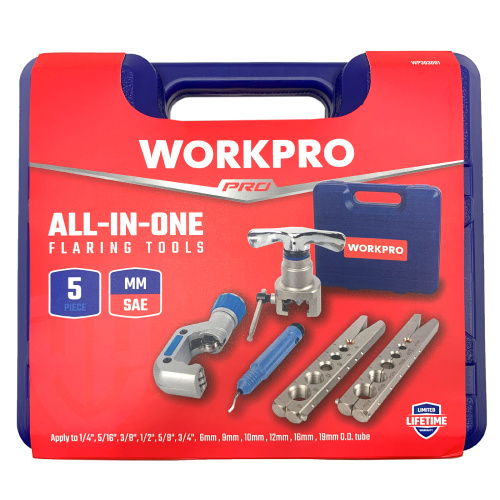Изображение товара Набор для развальцовки труб ММ/ДЮЙМ WP303001 WORKPRO в интернет-магазине 3Стойки