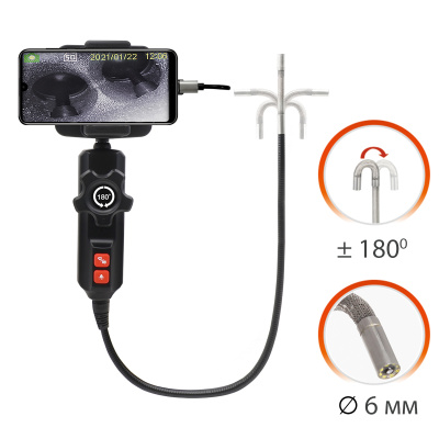 IC-V201 Видеоэндоскоп управляемый USB, 1Мп, 1280x720, 0.8м, 6мм, 360° iCartool IC-V201