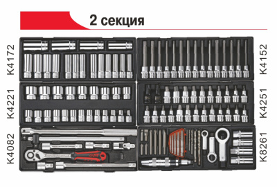 Изображение товара Тележка инструментальная 8 секций (JTC-5641) с набором инструментов 496 предметов JTC в интернет-магазине 3Стойки