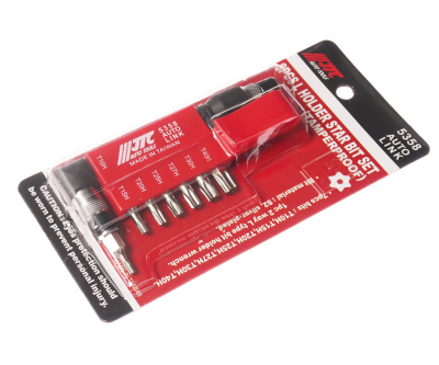 Изображение товара Набор бит 1/4" TORX с отверстием Т10Н-Т40Н с Г-образным держателем 8 предметов JTC в интернет-магазине 3Стойки