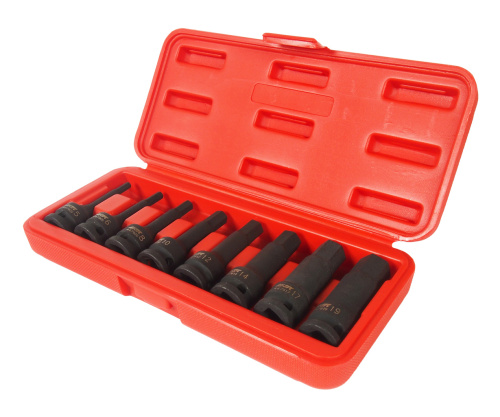 Изображение товара Набор бит-головок 1/2" HEX H5-19ммх78мм ударных 8 предметов в кейсе JTC в интернет-магазине 3Стойки