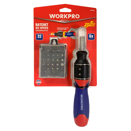 Изображение товара Отвертка 6X DRIVE с трещоткой (32 предмета) WP221055 WORKPRO в интернет-магазине 3Стойки