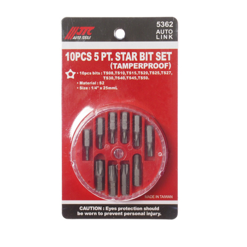 Изображение товара Набор бит 1/4" TORX ТS08-TS50 10 предметов в боксе JTC в интернет-магазине 3Стойки