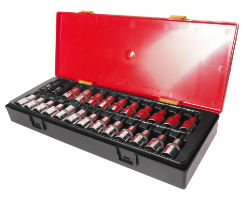 Изображение товара Набор бит-головок 1/2" HEX H4-H14, TORX T20-T60,SPLINE M5-M12 25 предметов JTC в интернет-магазине 3Стойки