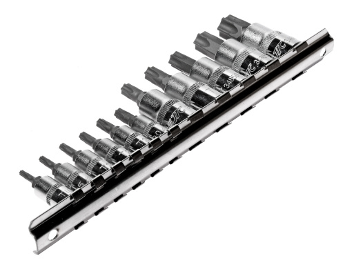 Изображение товара Набор головок торцевых 1/4"-3/8" TORX Т10Н-Т60Н с отверстием 11 предметов JTC в интернет-магазине 3Стойки