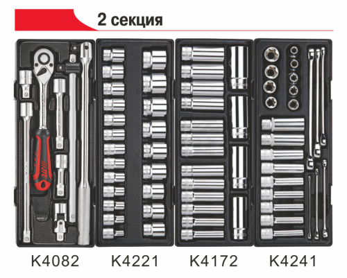 Изображение товара Тележка инструментальная 7 секций (JTC-3931) с набором инструментов 344 предмета JTC в интернет-магазине 3Стойки