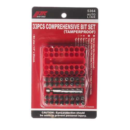Изображение товара Набор бит 1/4" TORX, HEX, SPANNER с магнитным держателем 33 предмета в боксе JTC в интернет-магазине 3Стойки